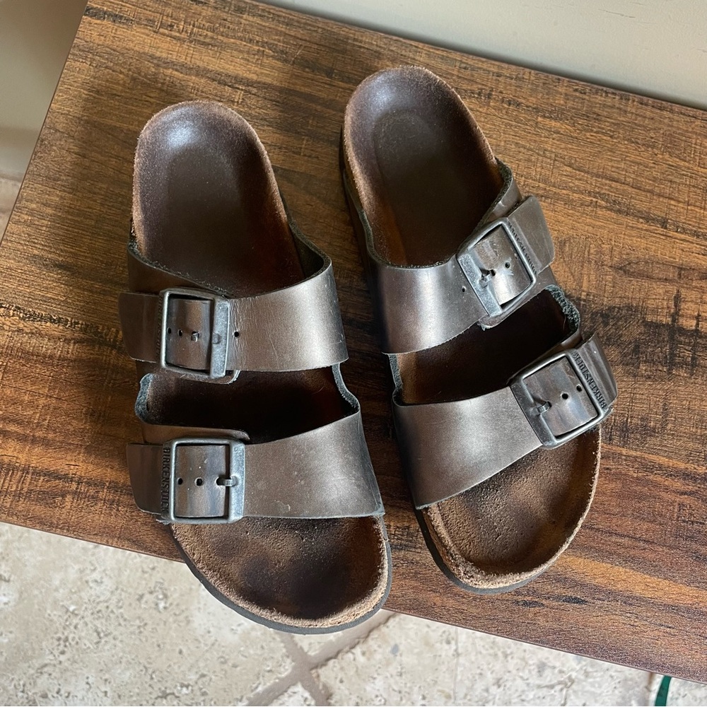 Birkenstock Metallic Taupe Sandals with Adjustable Straps